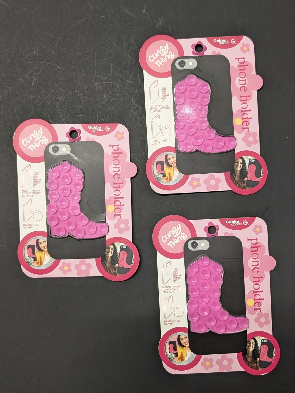 Y2K Pink Cowboy Boot Clingy Thing Suction Phone Mount Holder Gabba Goods NIP ×3!